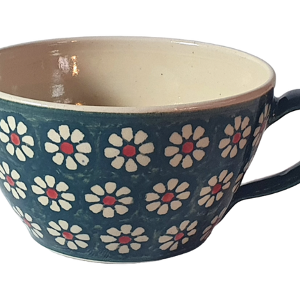 französische Kaffeetasse grüne Blume