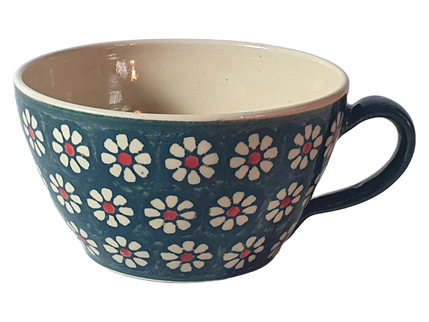 französische Kaffeetasse grüne Blume