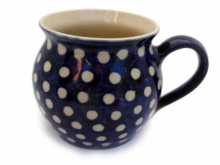 Keramik Kaffeetopf bauchig BlauWeiss
