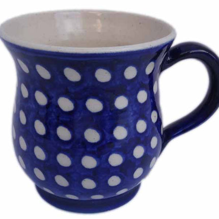 geschwungener Keramik Kaffeetopf BlauWeiss