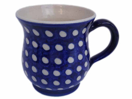 geschwungener Keramik Kaffeetopf BlauWeiss