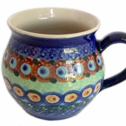 Keramik Kaffeetopf bauchig BunteKanten